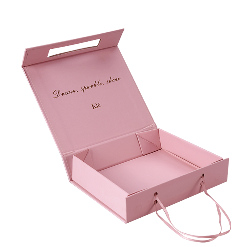 Confezione regalo pieghevole pieghevole di lusso magnetica di lusso in oro rosa in cartone di carta comune